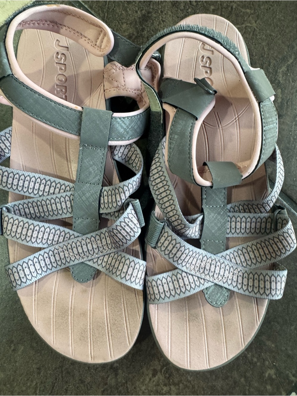 JSport by Jambu Green and Beige Strappy Outdoor Sandals